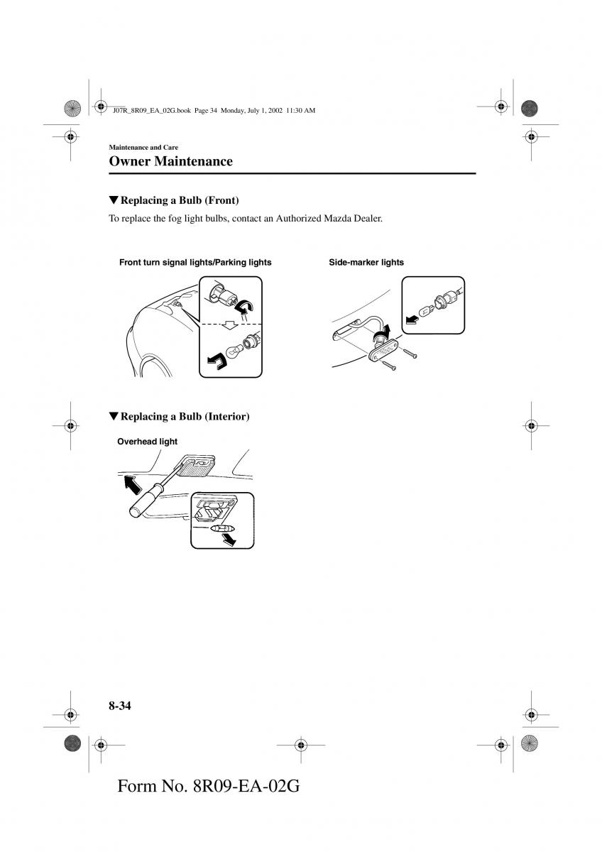 Mazda MX 5 Miata NB II 2 owners manual / page 213