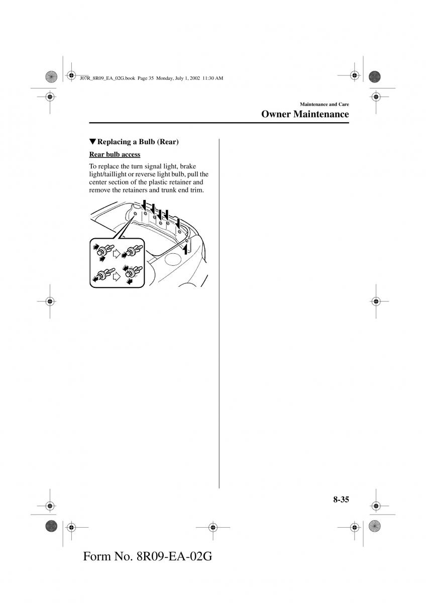 Mazda MX 5 Miata NB II 2 owners manual / page 214