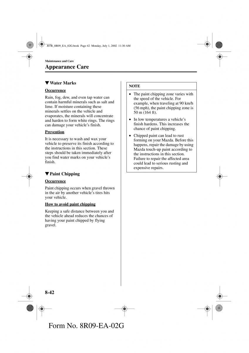 Mazda MX 5 Miata NB II 2 owners manual / page 221