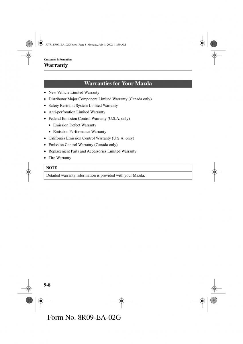 Mazda MX 5 Miata NB II 2 owners manual / page 237