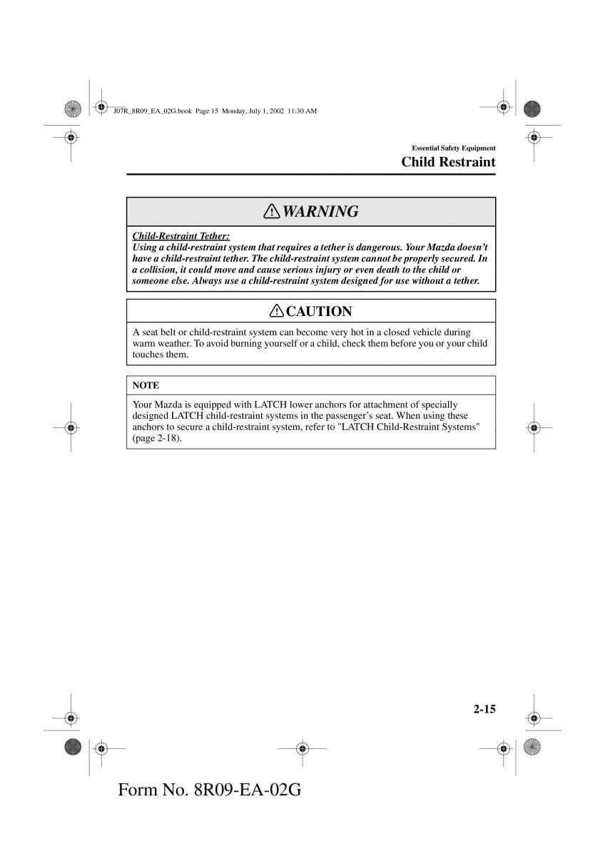 Mazda MX 5 Miata NB II 2 owners manual / page 24