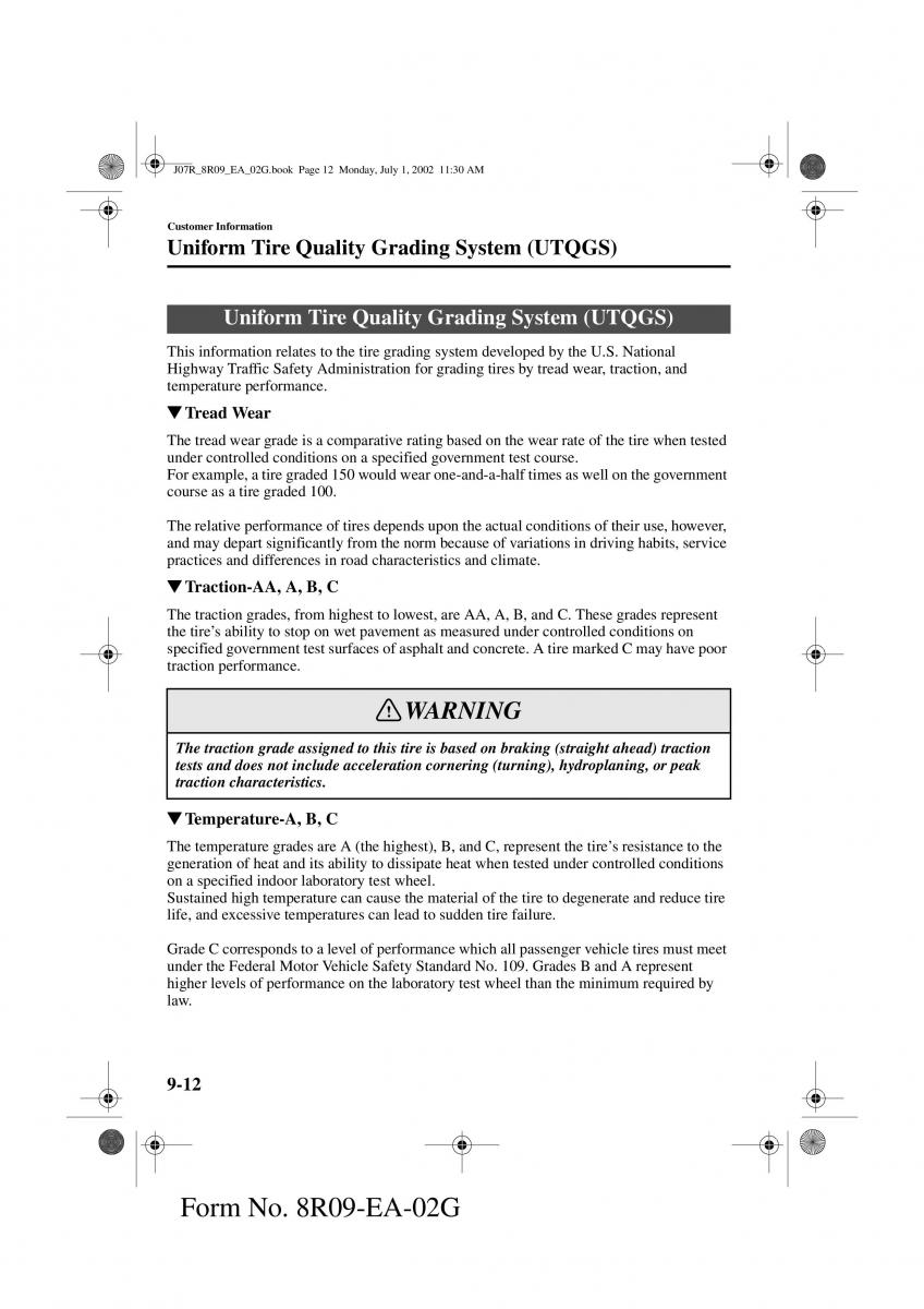 Mazda MX 5 Miata NB II 2 owners manual / page 241