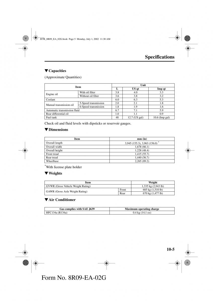 Mazda MX 5 Miata NB II 2 owners manual / page 250