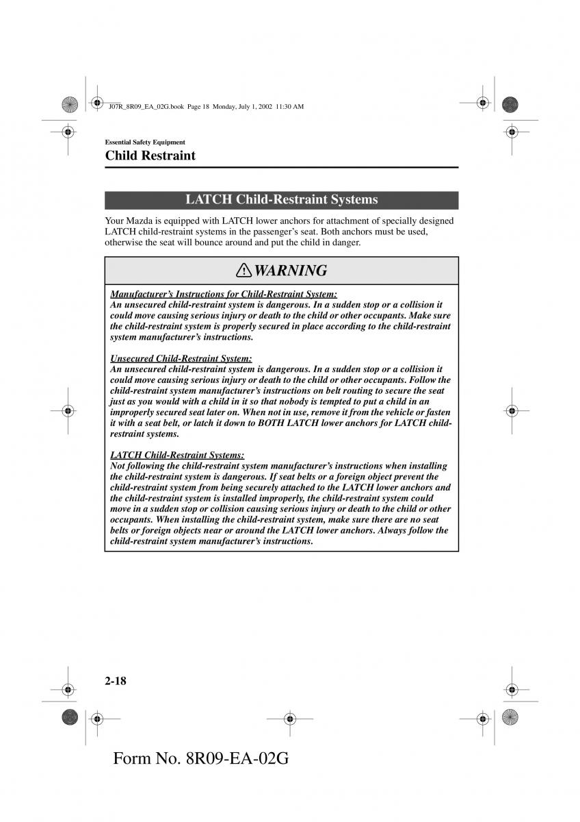 Mazda MX 5 Miata NB II 2 owners manual / page 27