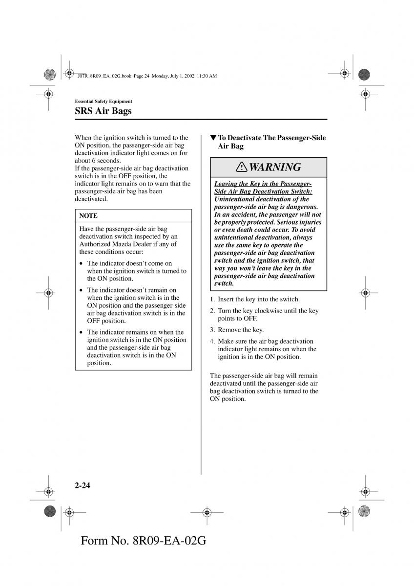 Mazda MX 5 Miata NB II 2 owners manual / page 33