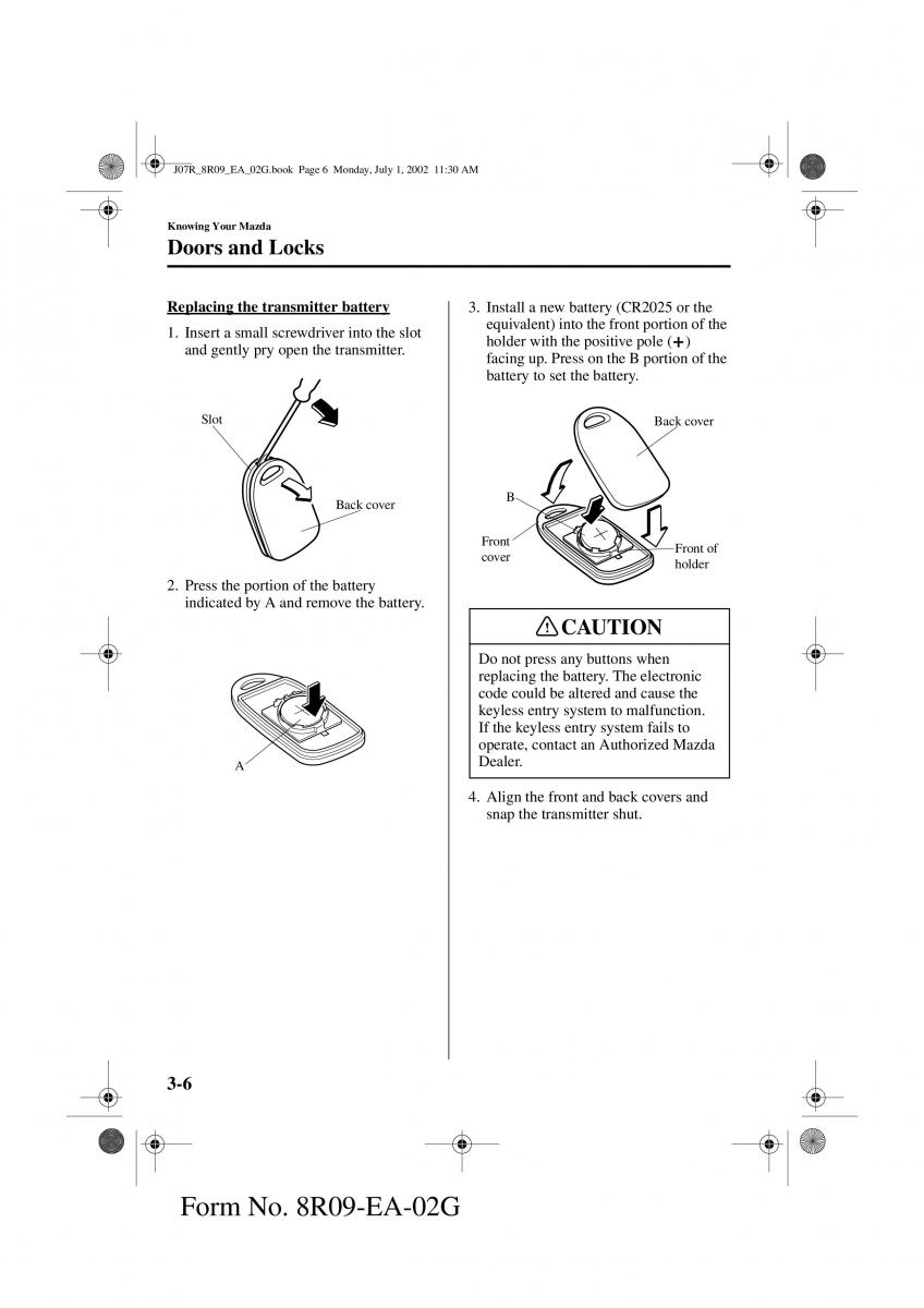 Mazda MX 5 Miata NB II 2 owners manual / page 45