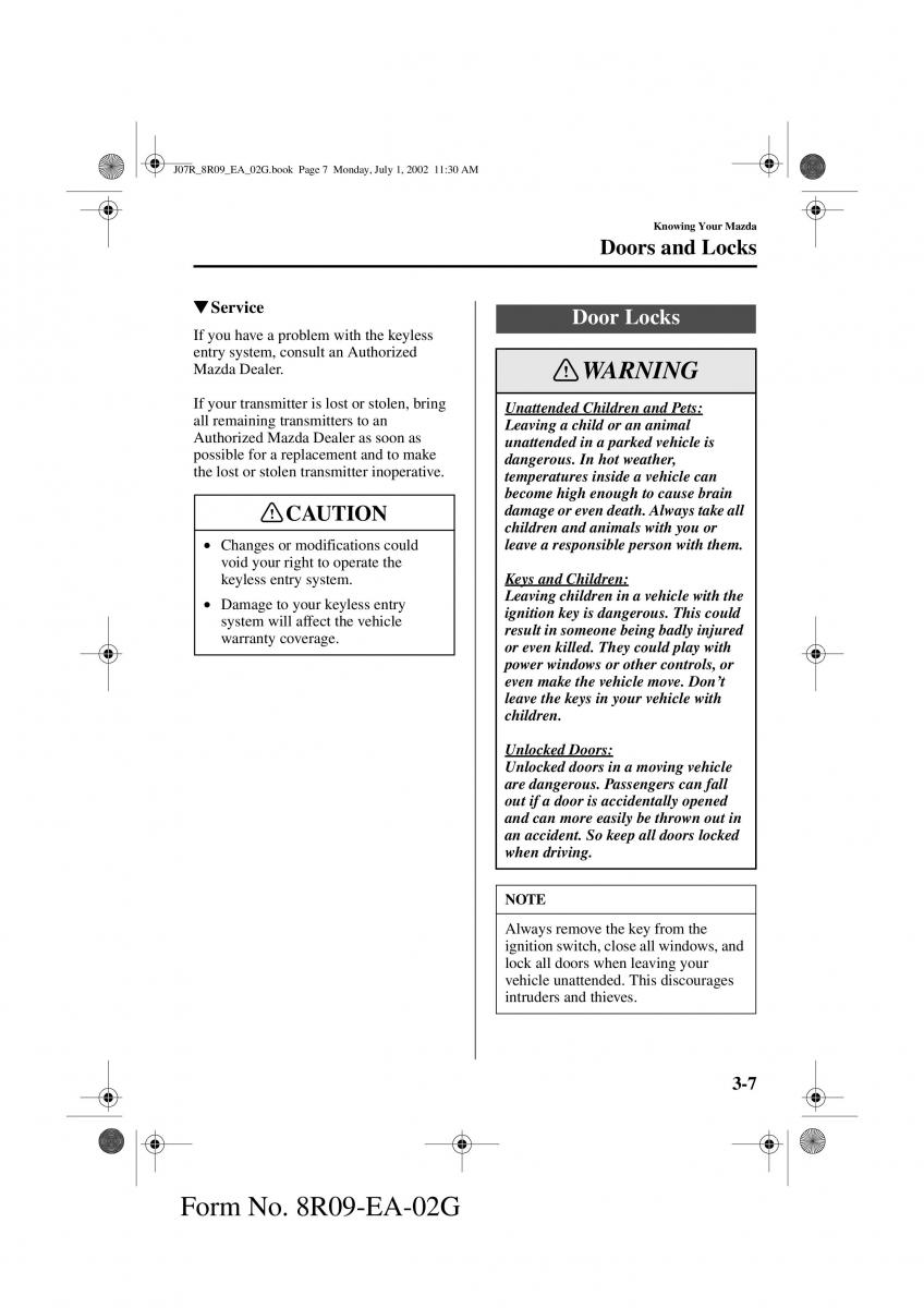 Mazda MX 5 Miata NB II 2 owners manual / page 46