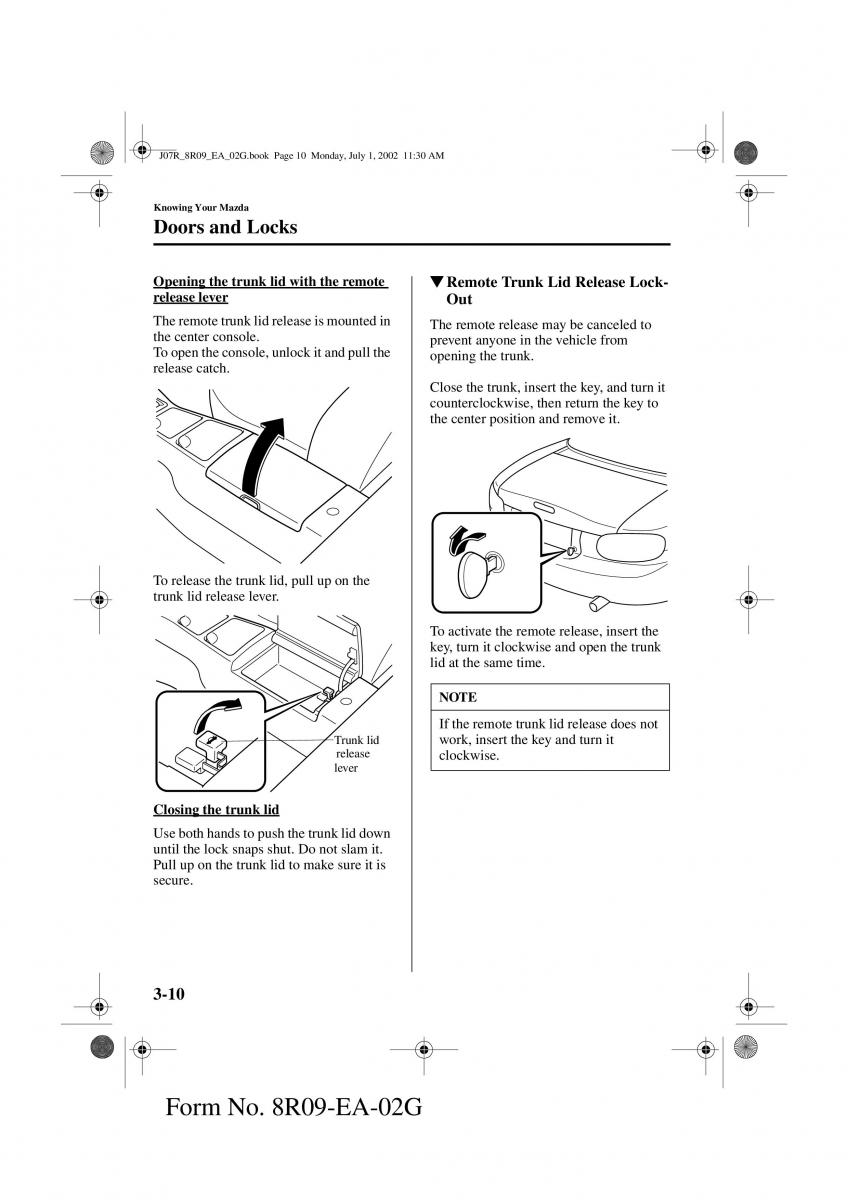 Mazda MX 5 Miata NB II 2 owners manual / page 49