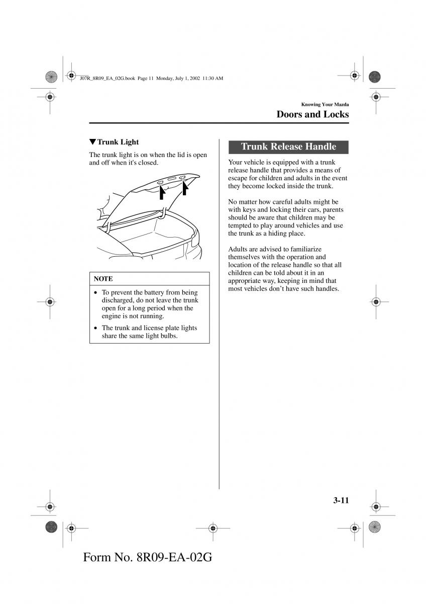 Mazda MX 5 Miata NB II 2 owners manual / page 50