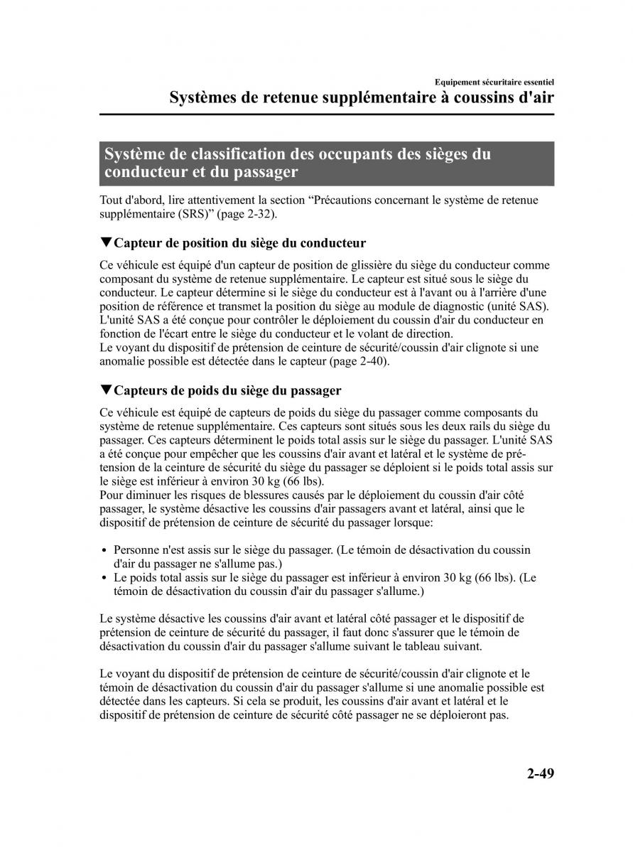 Mazda MX 5 Miata NC III 3 manuel du proprietaire / page 59