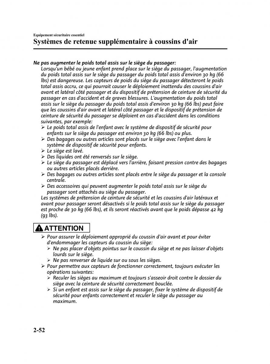 Mazda MX 5 Miata NC III 3 manuel du proprietaire / page 62