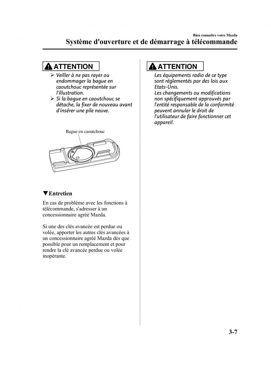 Mazda MX 5 Miata NC III 3 manuel du proprietaire / page 73