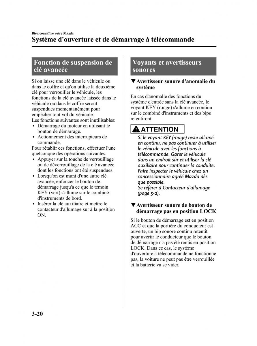 Mazda MX 5 Miata NC III 3 manuel du proprietaire / page 86