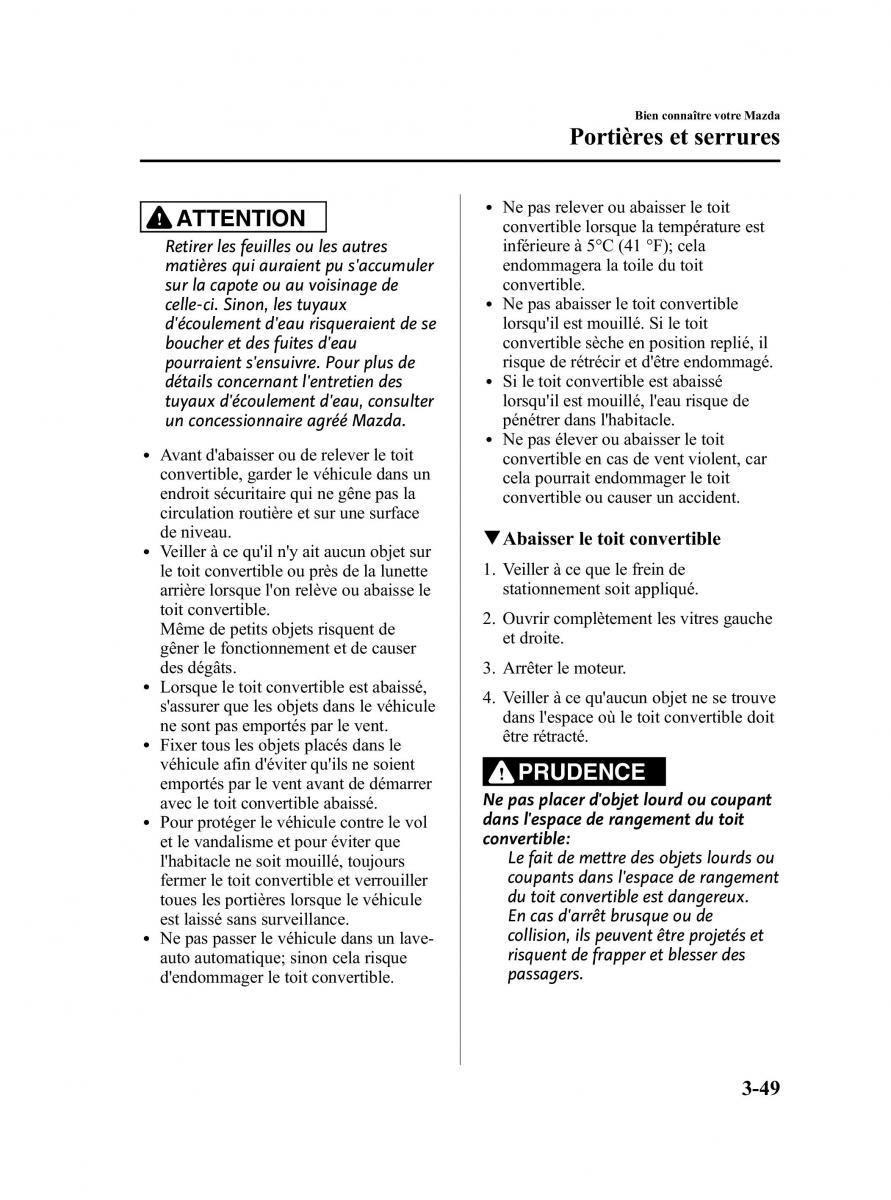 Mazda MX 5 Miata NC III 3 manuel du proprietaire / page 115