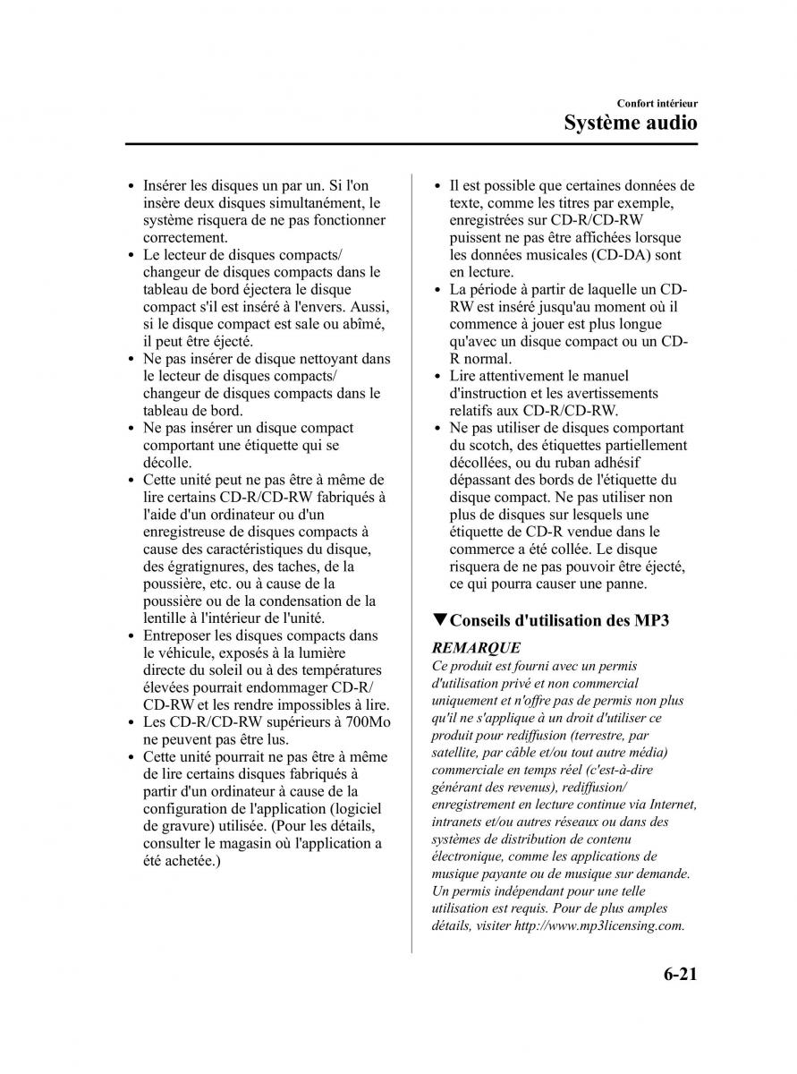 Mazda MX 5 Miata NC III 3 manuel du proprietaire / page 255