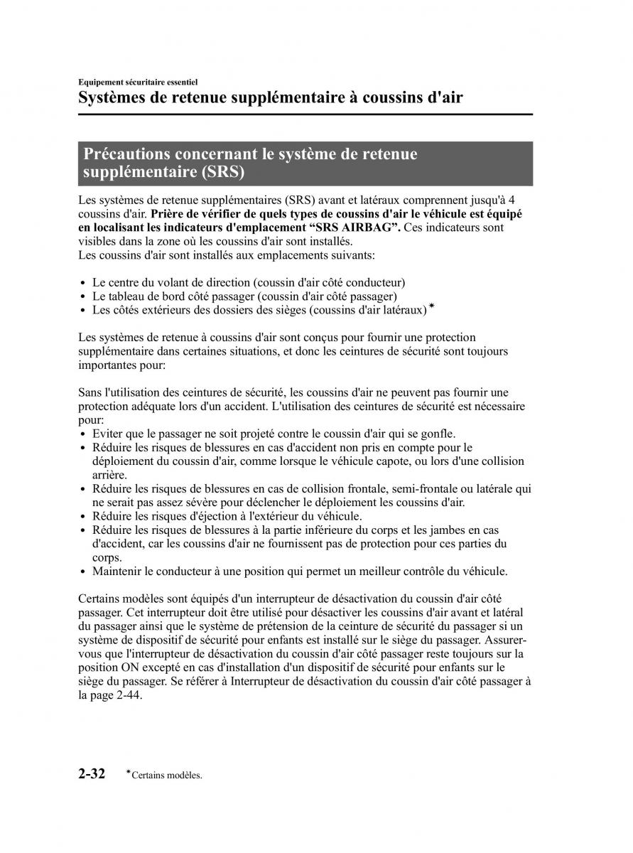 Mazda MX 5 Miata NC III 3 manuel du proprietaire / page 42