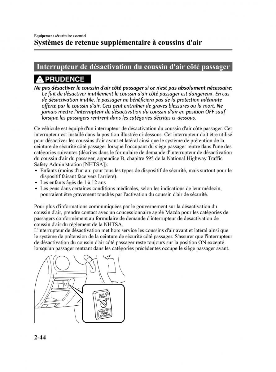 Mazda MX 5 Miata NC III 3 manuel du proprietaire / page 54