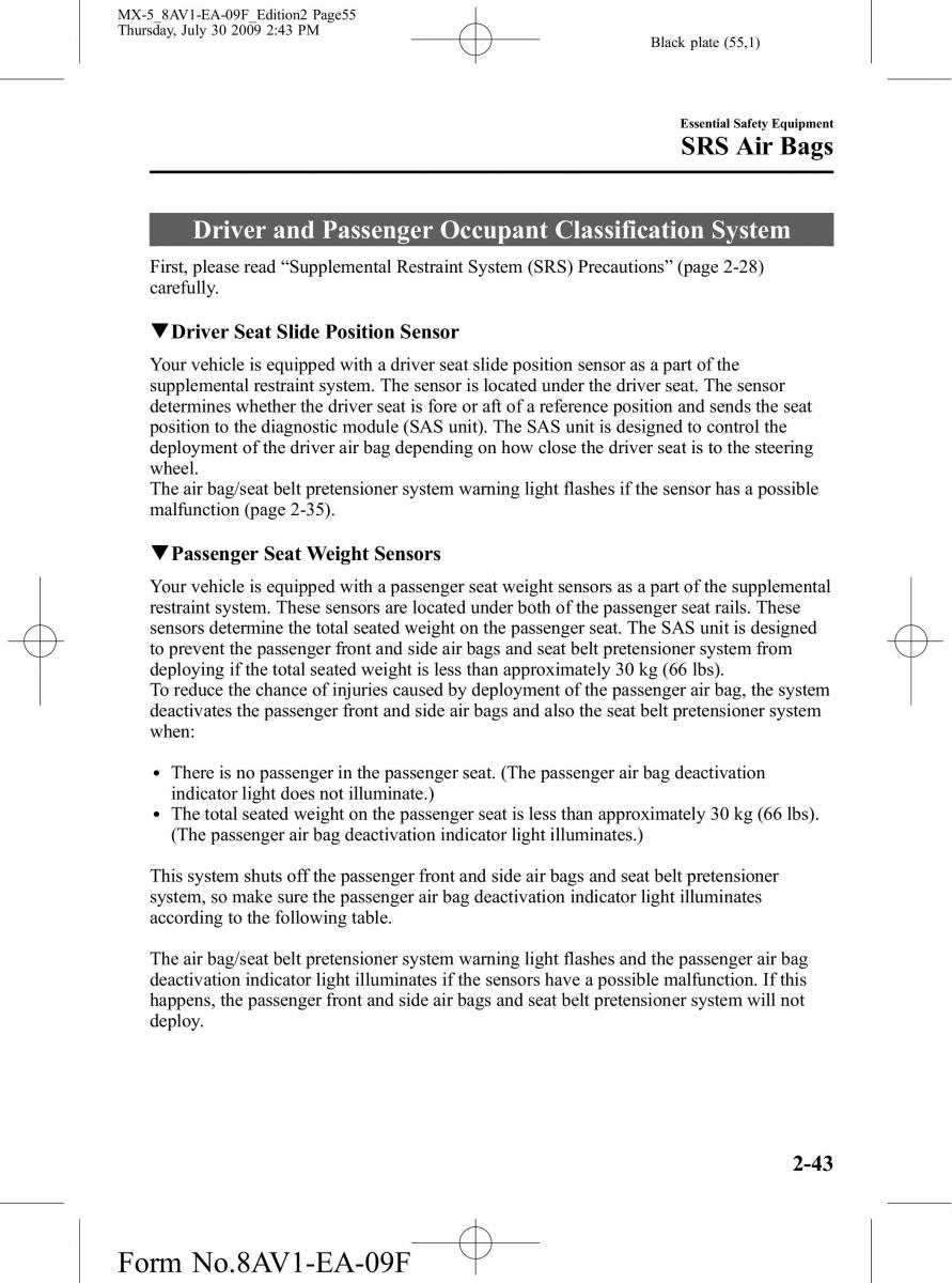 Mazda MX 5 Miata NC III 3 owners manual / page 55