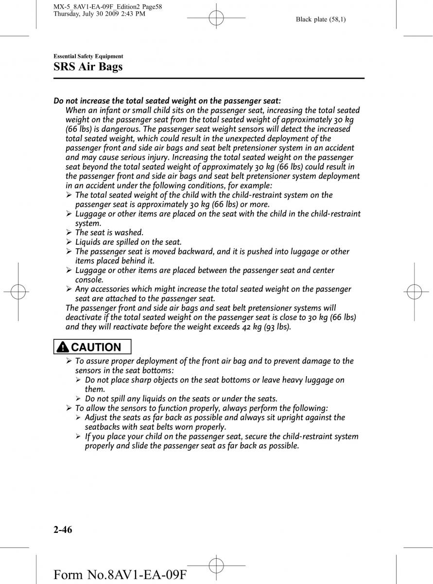 Mazda MX 5 Miata NC III 3 owners manual / page 58