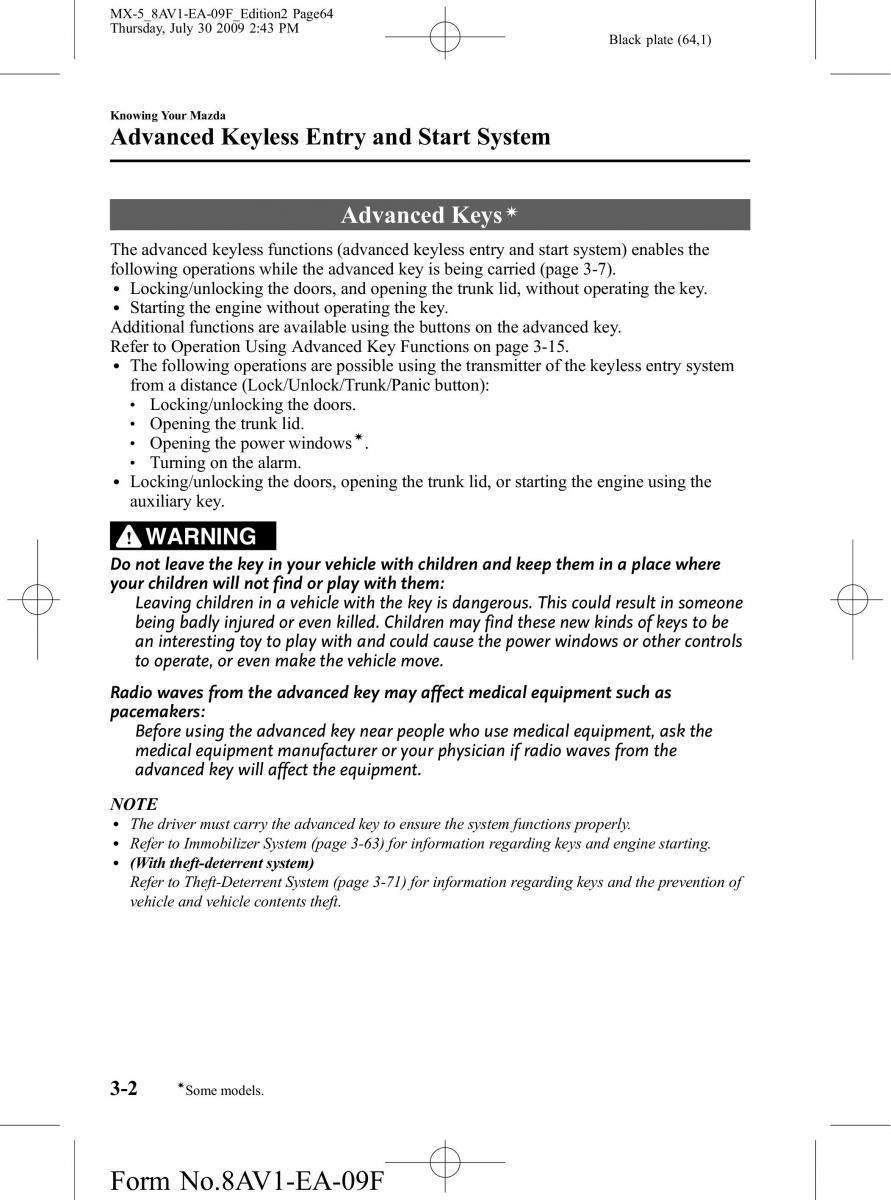 Mazda MX 5 Miata NC III 3 owners manual / page 64