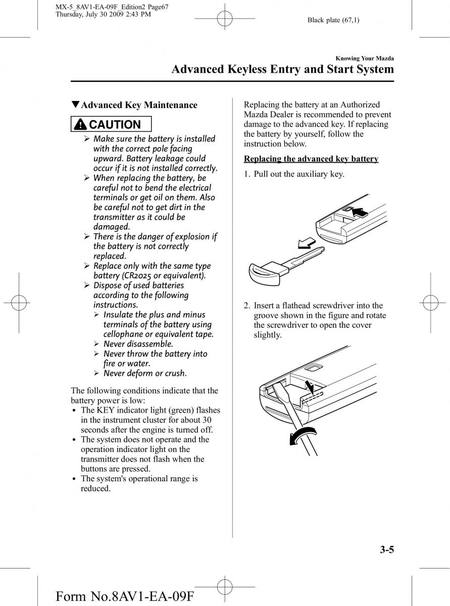 Mazda MX 5 Miata NC III 3 owners manual / page 67