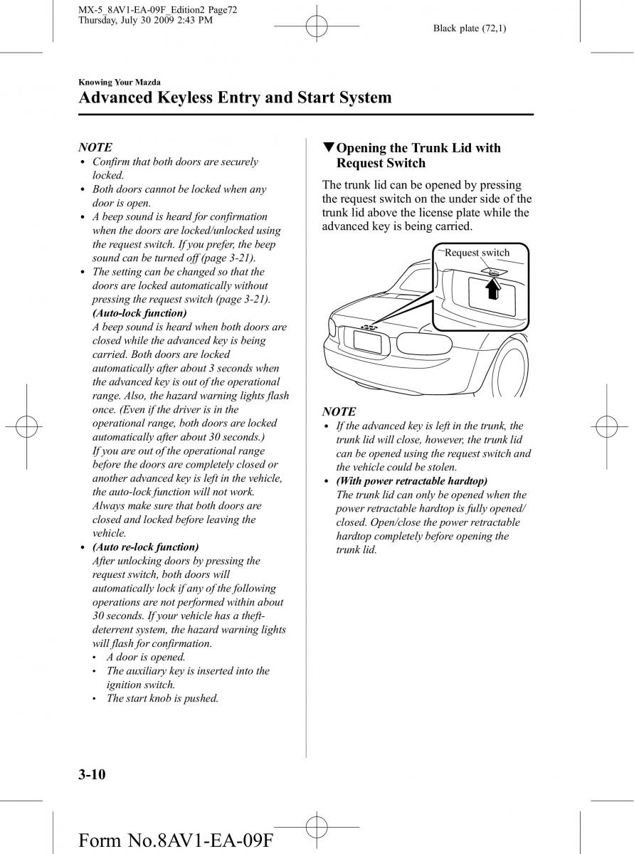 Mazda MX 5 Miata NC III 3 owners manual / page 72