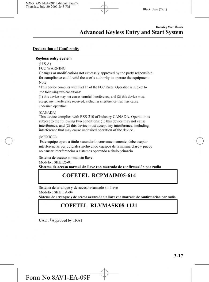 Mazda MX 5 Miata NC III 3 owners manual / page 79