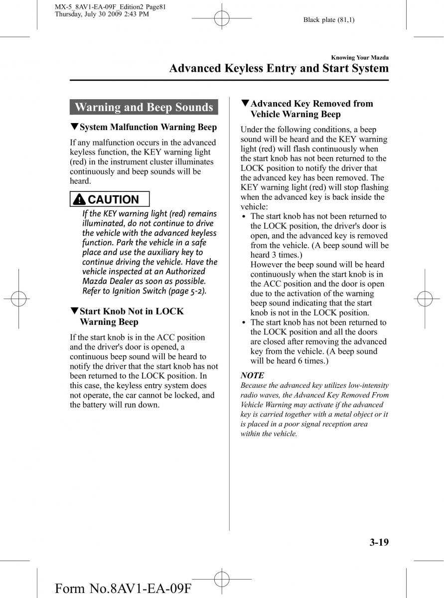 Mazda MX 5 Miata NC III 3 owners manual / page 81