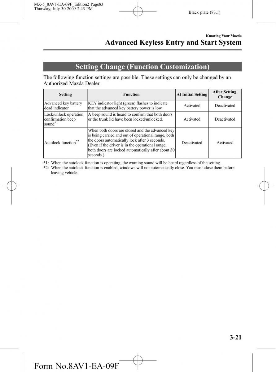 Mazda MX 5 Miata NC III 3 owners manual / page 83