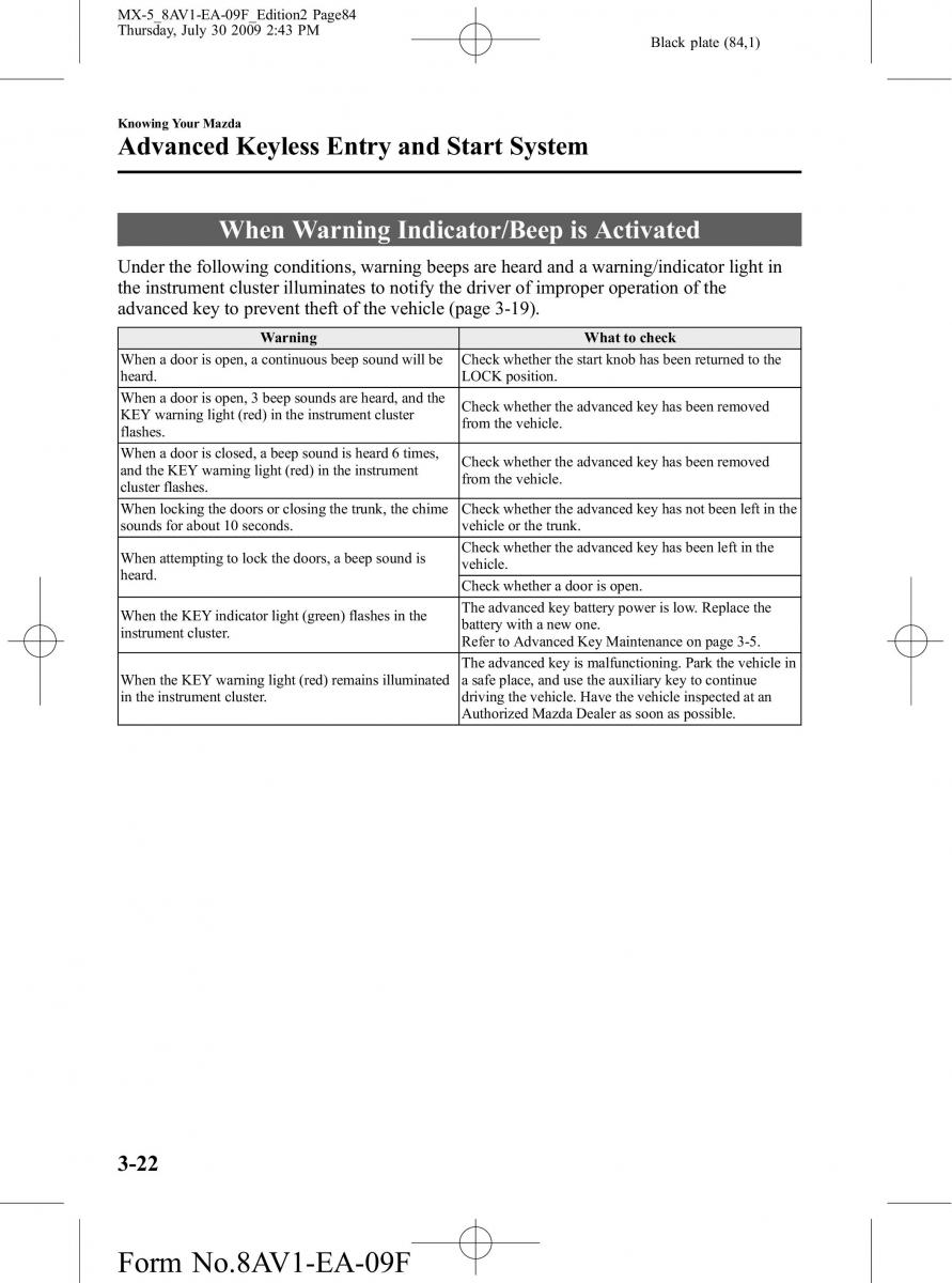 Mazda MX 5 Miata NC III 3 owners manual / page 84