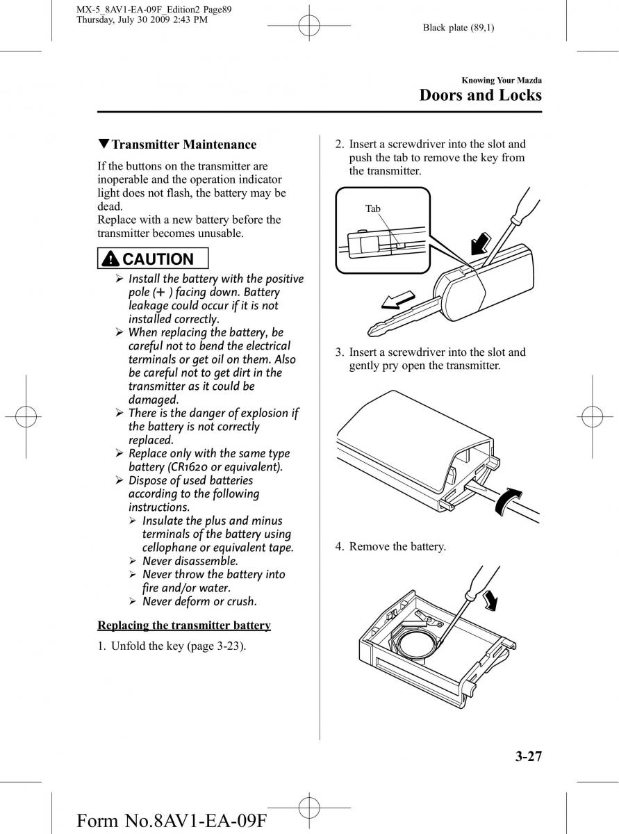 Mazda MX 5 Miata NC III 3 owners manual / page 89