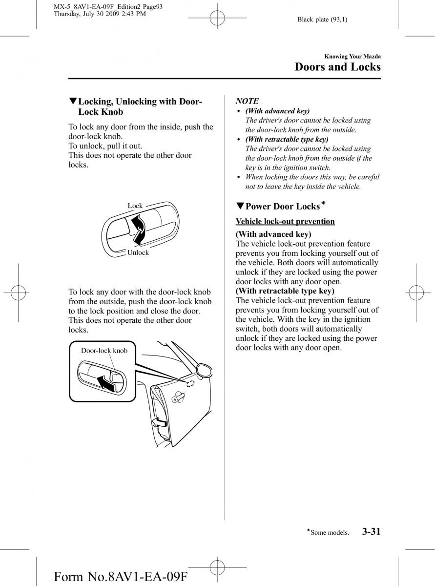 Mazda MX 5 Miata NC III 3 owners manual / page 93