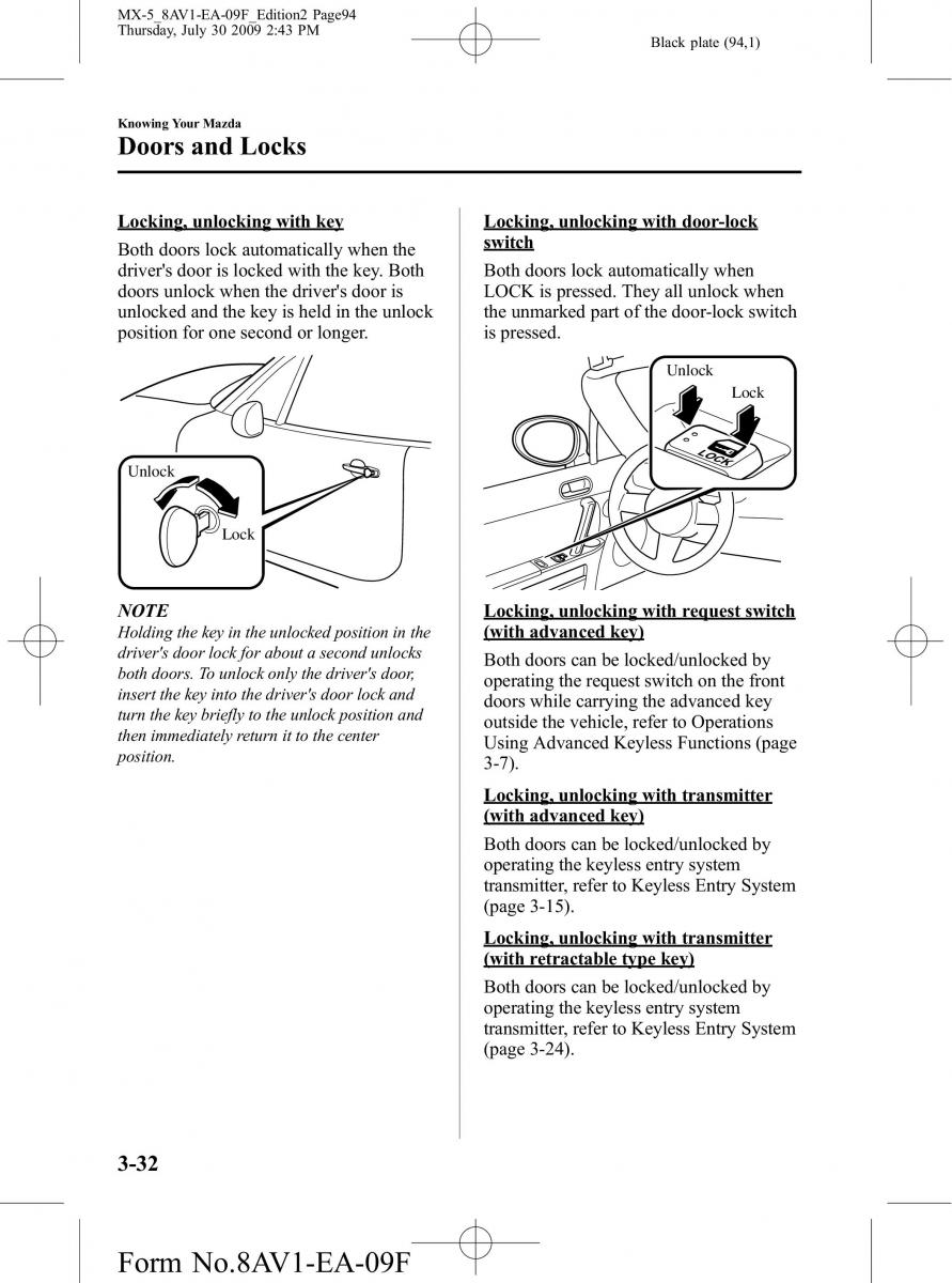 Mazda MX 5 Miata NC III 3 owners manual / page 94