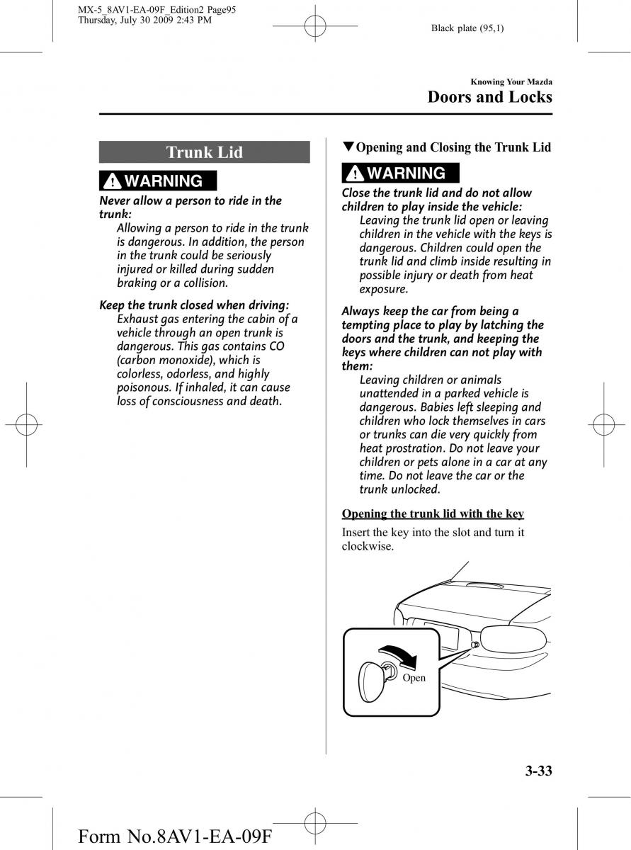 Mazda MX 5 Miata NC III 3 owners manual / page 95