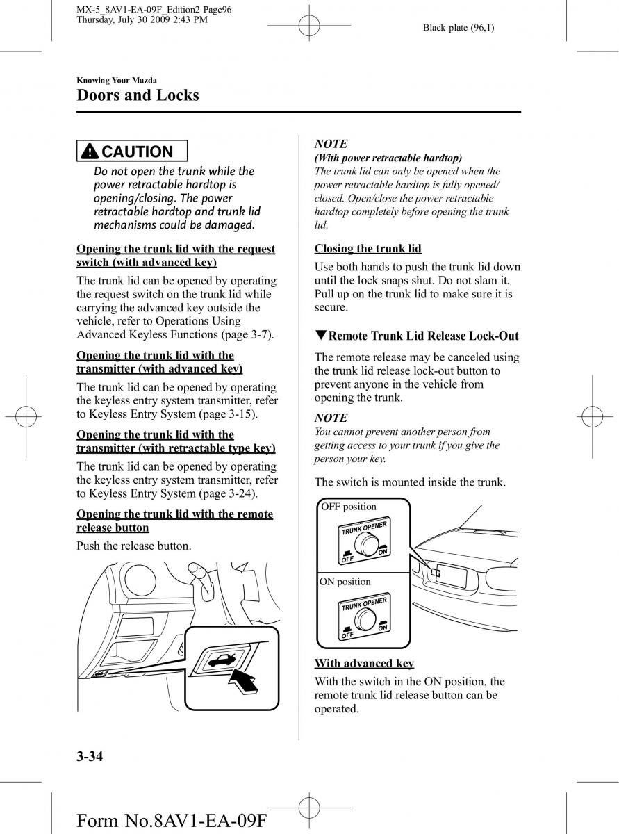 Mazda MX 5 Miata NC III 3 owners manual / page 96