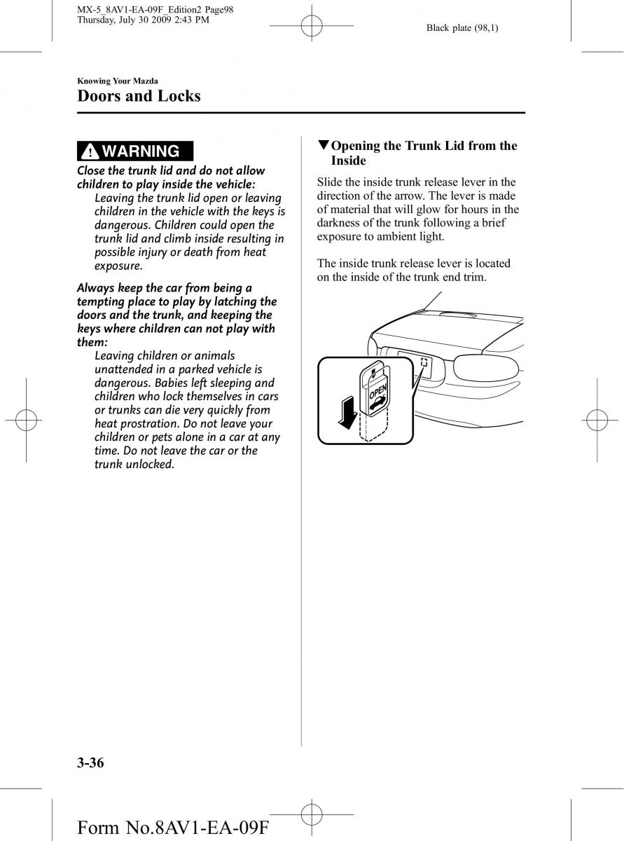 Mazda MX 5 Miata NC III 3 owners manual / page 98