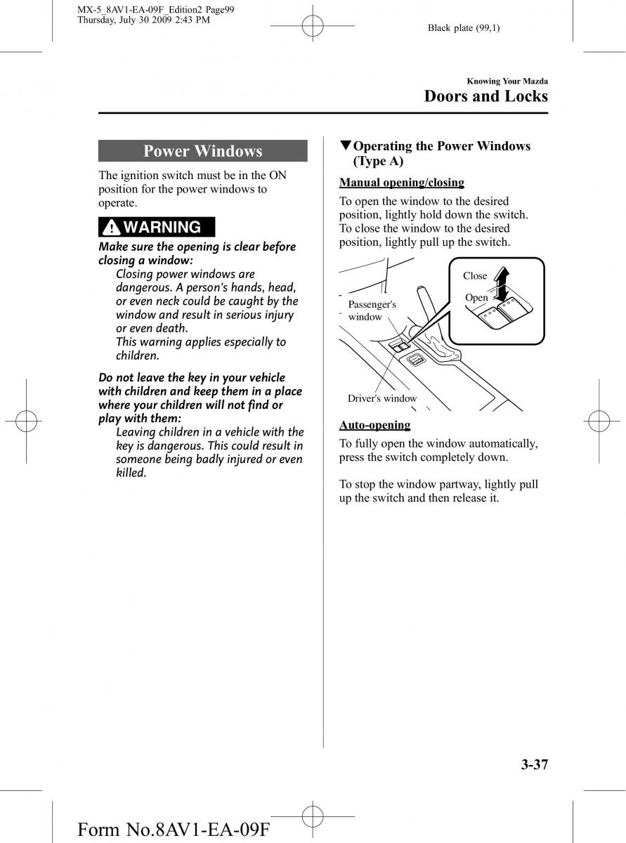 Mazda MX 5 Miata NC III 3 owners manual / page 99