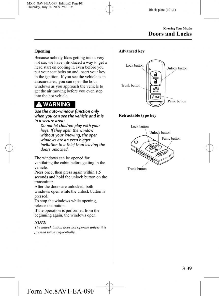 Mazda MX 5 Miata NC III 3 owners manual / page 101