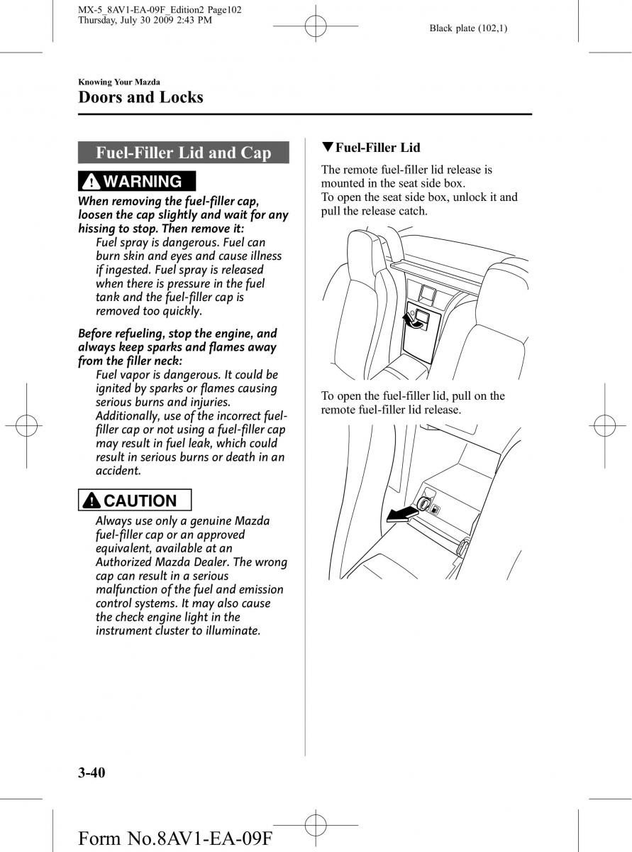 Mazda MX 5 Miata NC III 3 owners manual / page 102