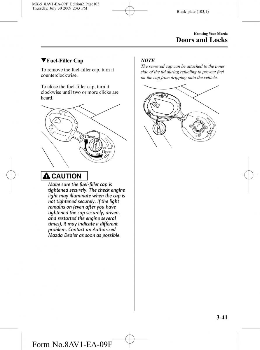 Mazda MX 5 Miata NC III 3 owners manual / page 103