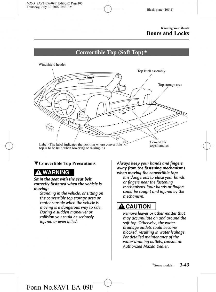 Mazda MX 5 Miata NC III 3 owners manual / page 105