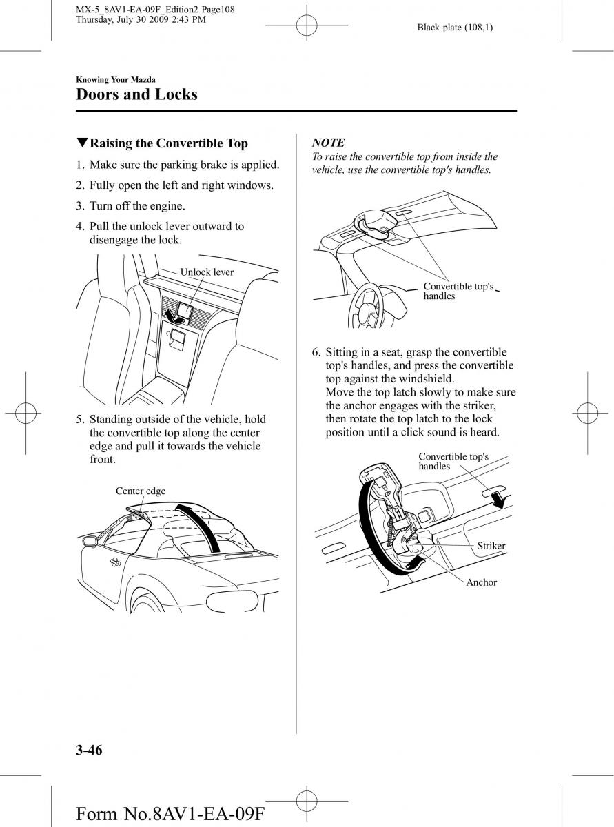 Mazda MX 5 Miata NC III 3 owners manual / page 108