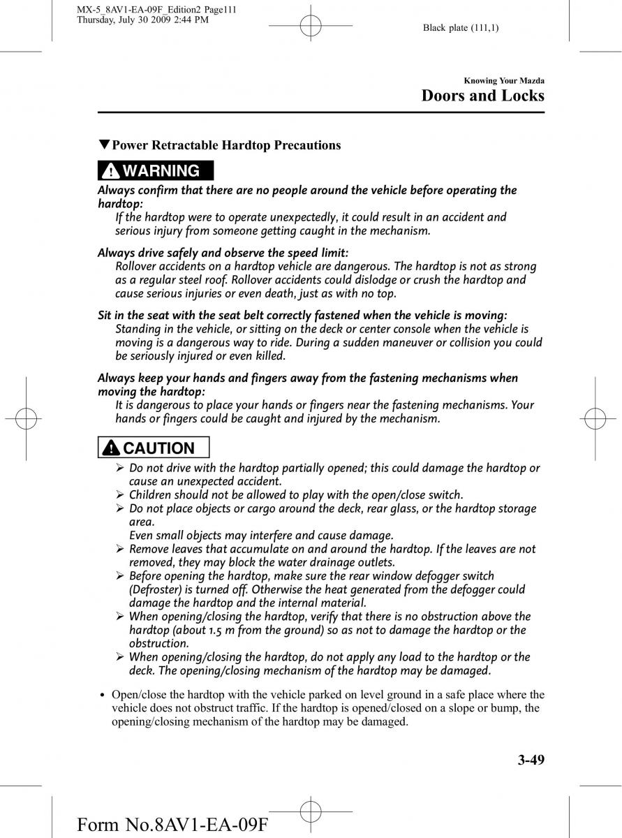 Mazda MX 5 Miata NC III 3 owners manual / page 111