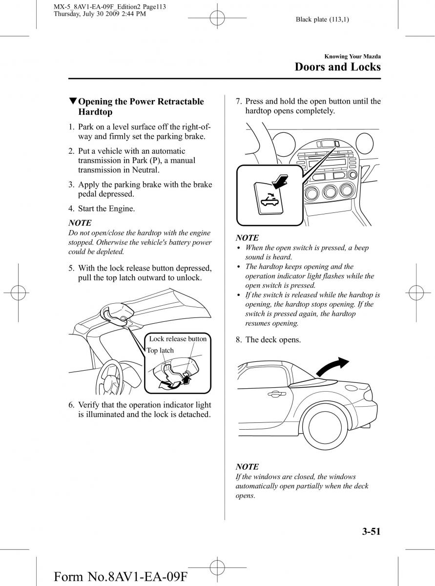 Mazda MX 5 Miata NC III 3 owners manual / page 113