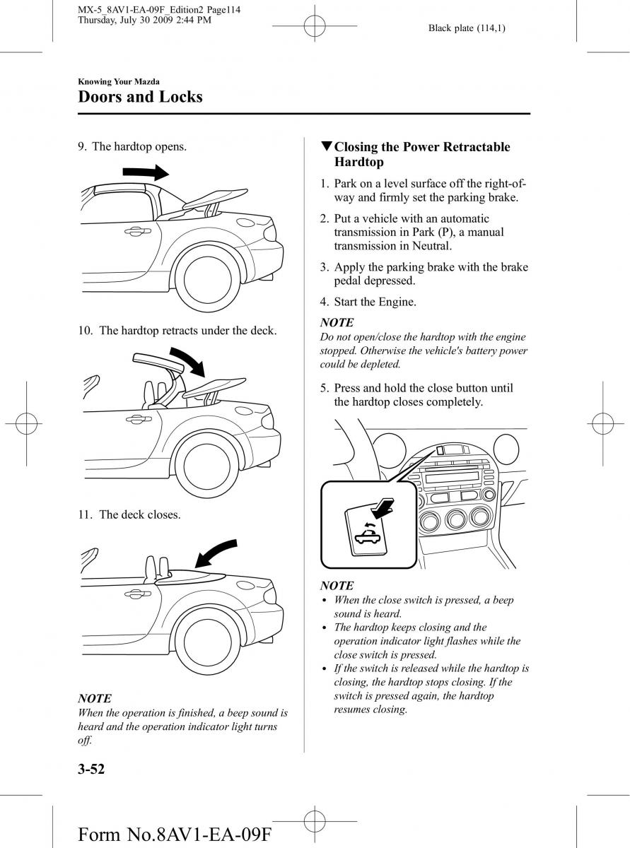 Mazda MX 5 Miata NC III 3 owners manual / page 114