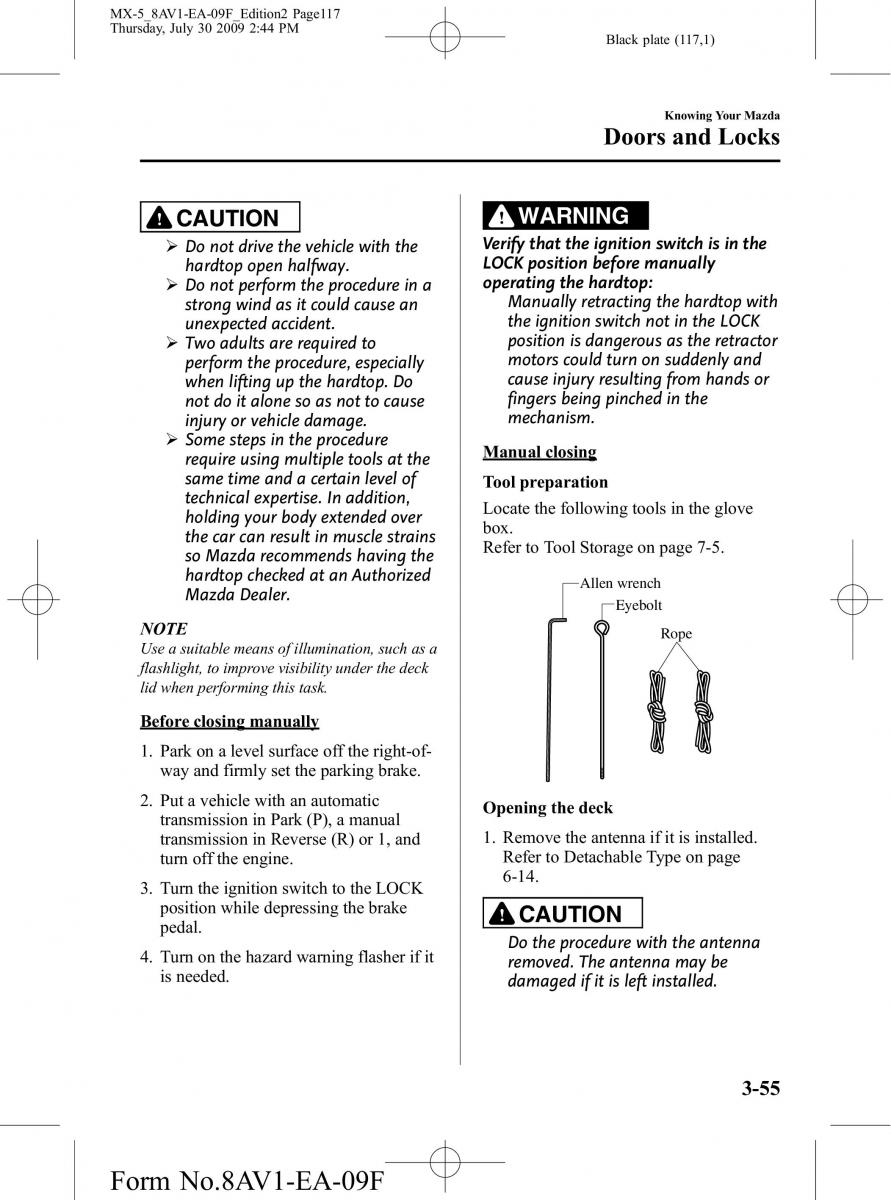 Mazda MX 5 Miata NC III 3 owners manual / page 117