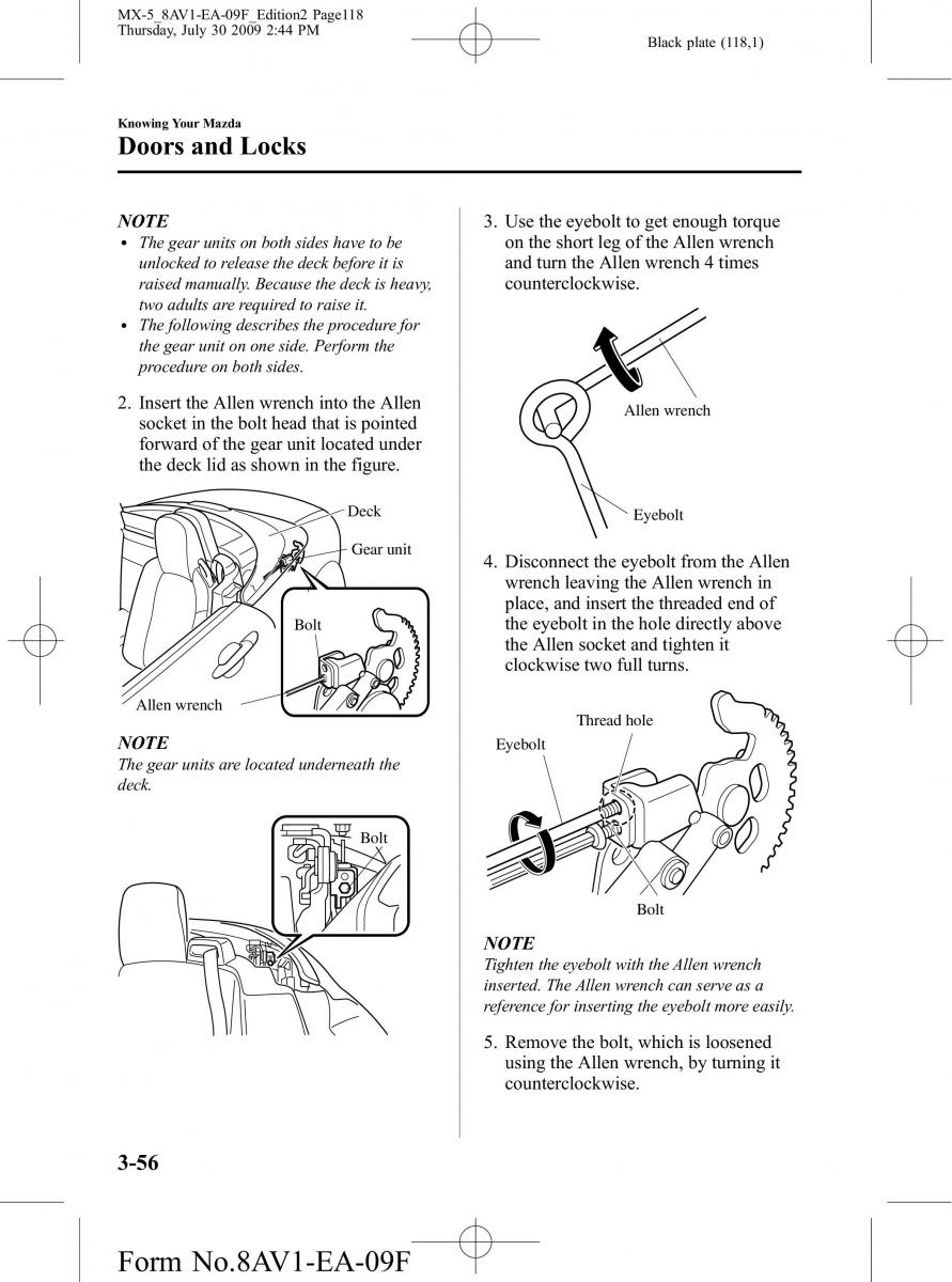 Mazda MX 5 Miata NC III 3 owners manual / page 118