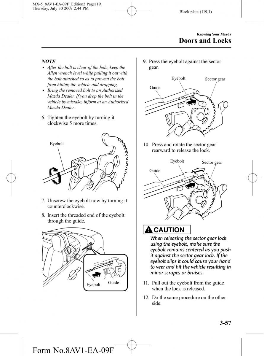 Mazda MX 5 Miata NC III 3 owners manual / page 119