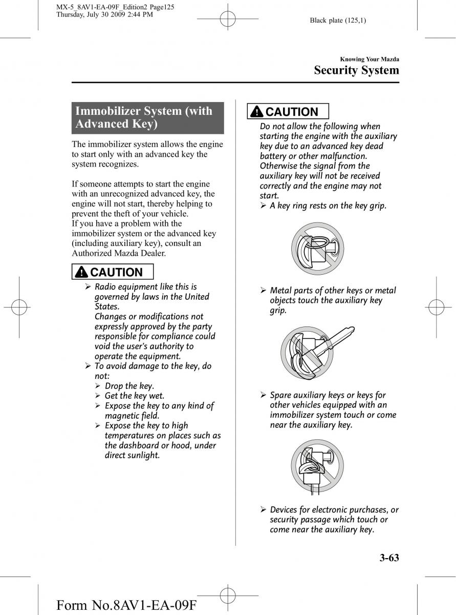 Mazda MX 5 Miata NC III 3 owners manual / page 125