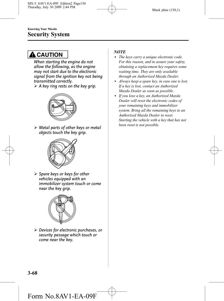 Mazda MX 5 Miata NC III 3 owners manual / page 130